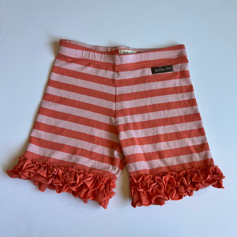 Matilda Jane Licorice Laces Shorties Pink Stripe Ruffle Shorts Girls 8 - Picture 2 of 6
